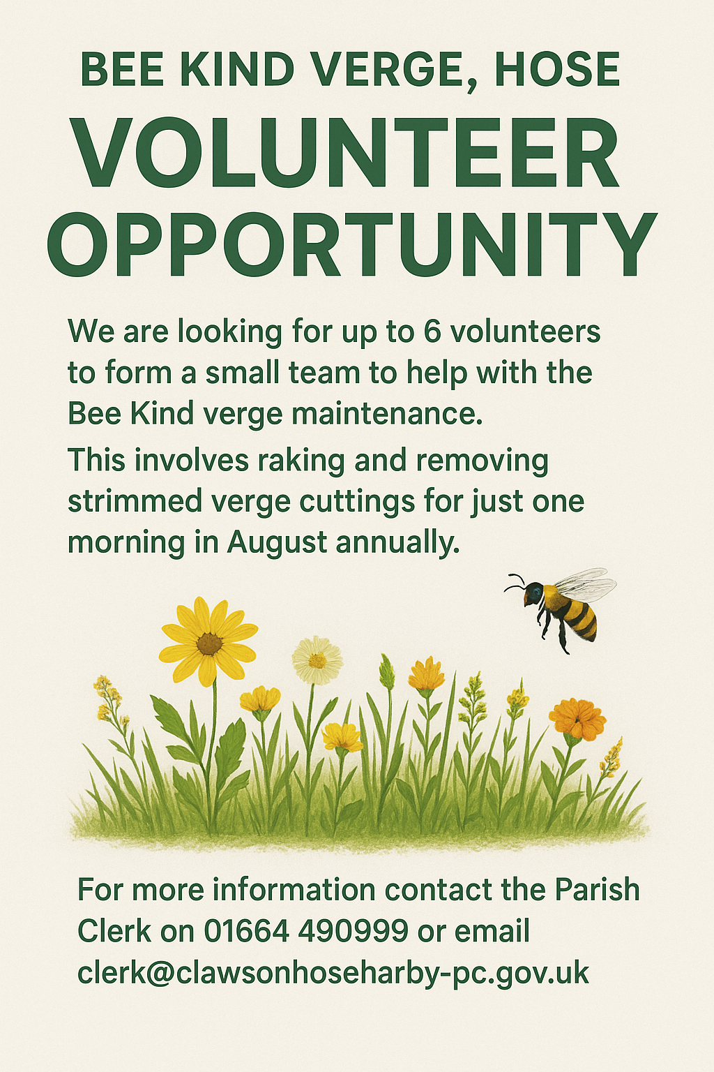 Volunteers needed to help maintain the Bee Kind verge in Hose
